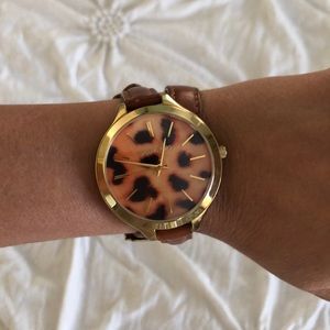 Michael Kors leather leopard watch